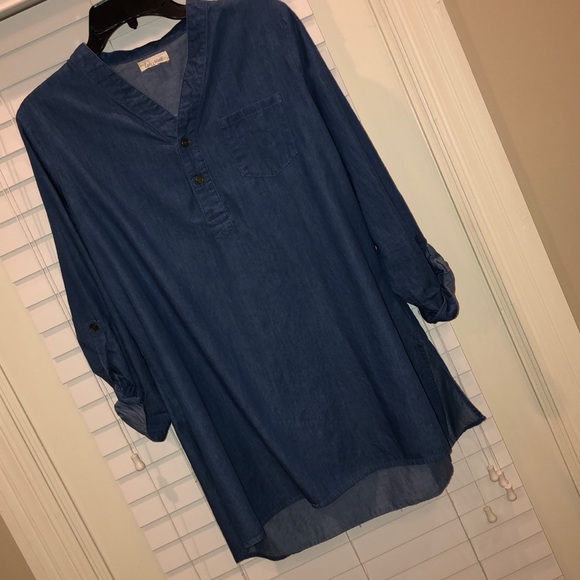 Lady’s World Tops - Women’s Denim Tunic Shirt